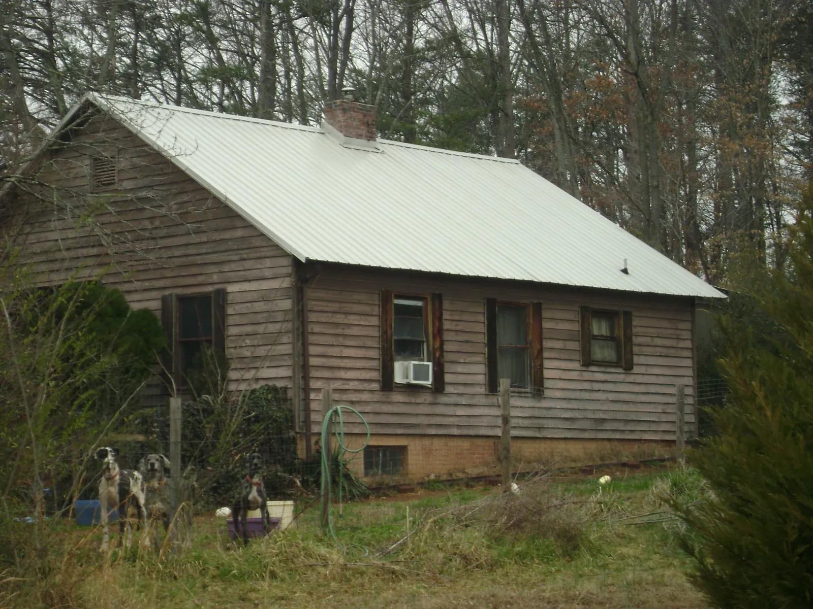 White metal roof on an old wood sided farmhouse, from a Asphalt Shingle Roof Repair job in Melvern